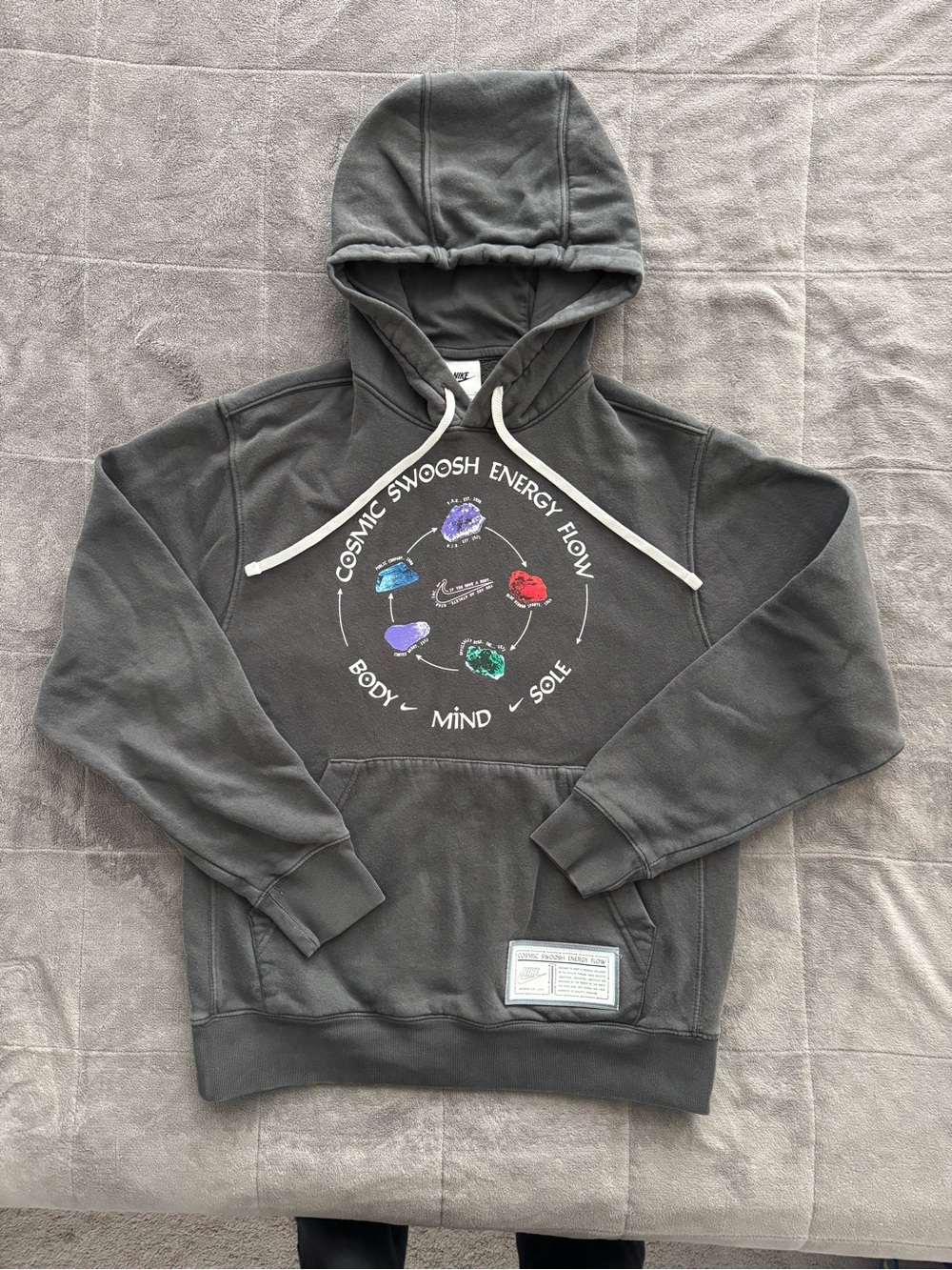 Nike Gray Pullover Hoodie with Multicolor Cosmic Graphic
